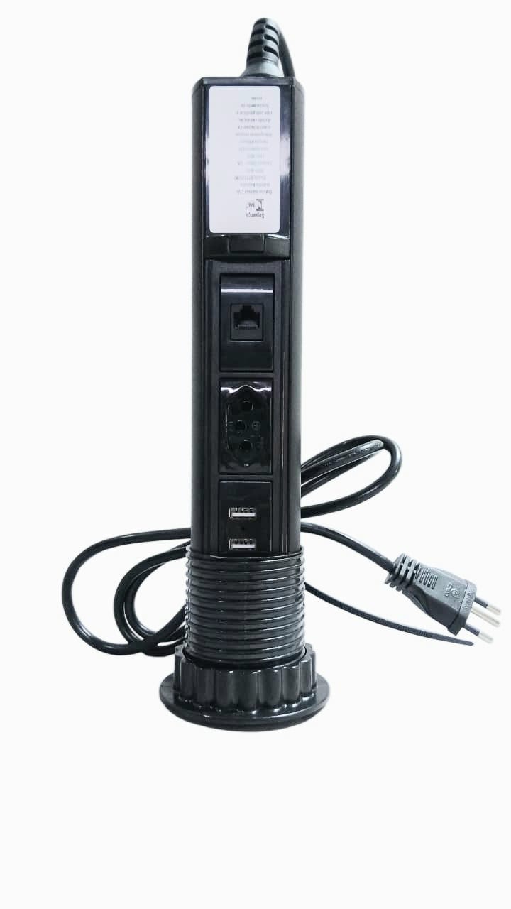 MINI TOTEM MANUAL 1 TOMADA 10A + 2 SAÍDAS USB + 1 SAÍDA DE RJ45 | QM-12057-00 | QTMov